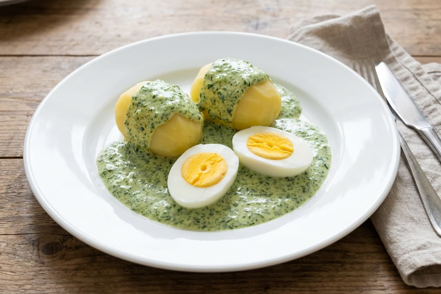 Frankfurter Grüne Soße (Frankfurt Green Sauce) with Boiled Potatoes & Eggs