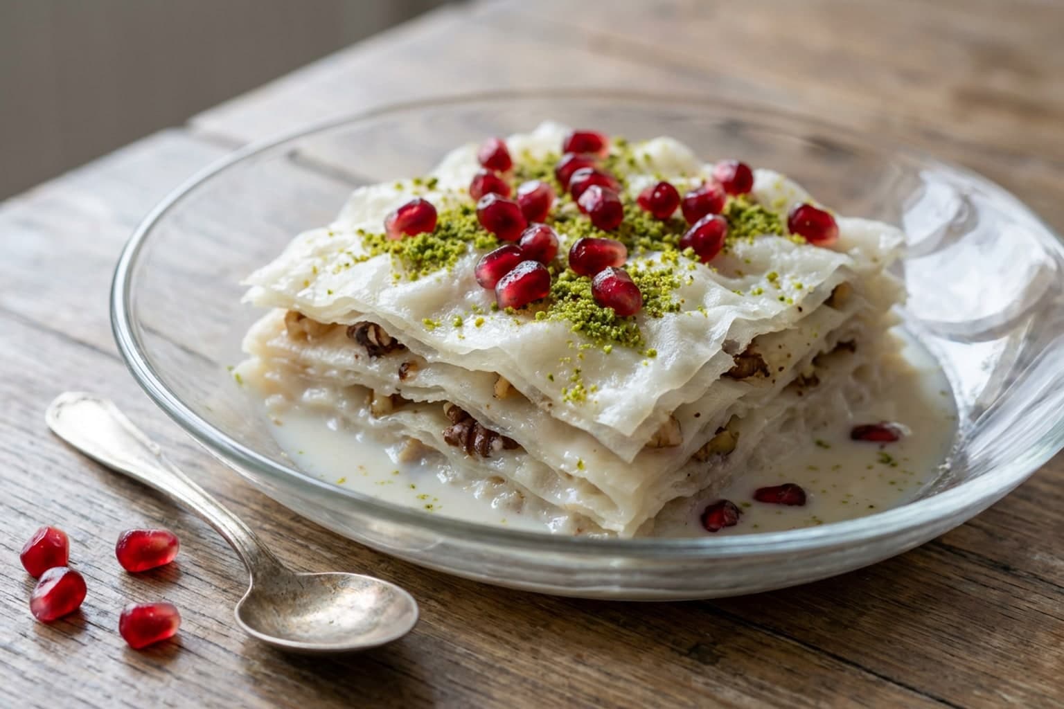 Güllaç (Rosenwasser-Reiswaffel-Dessert)