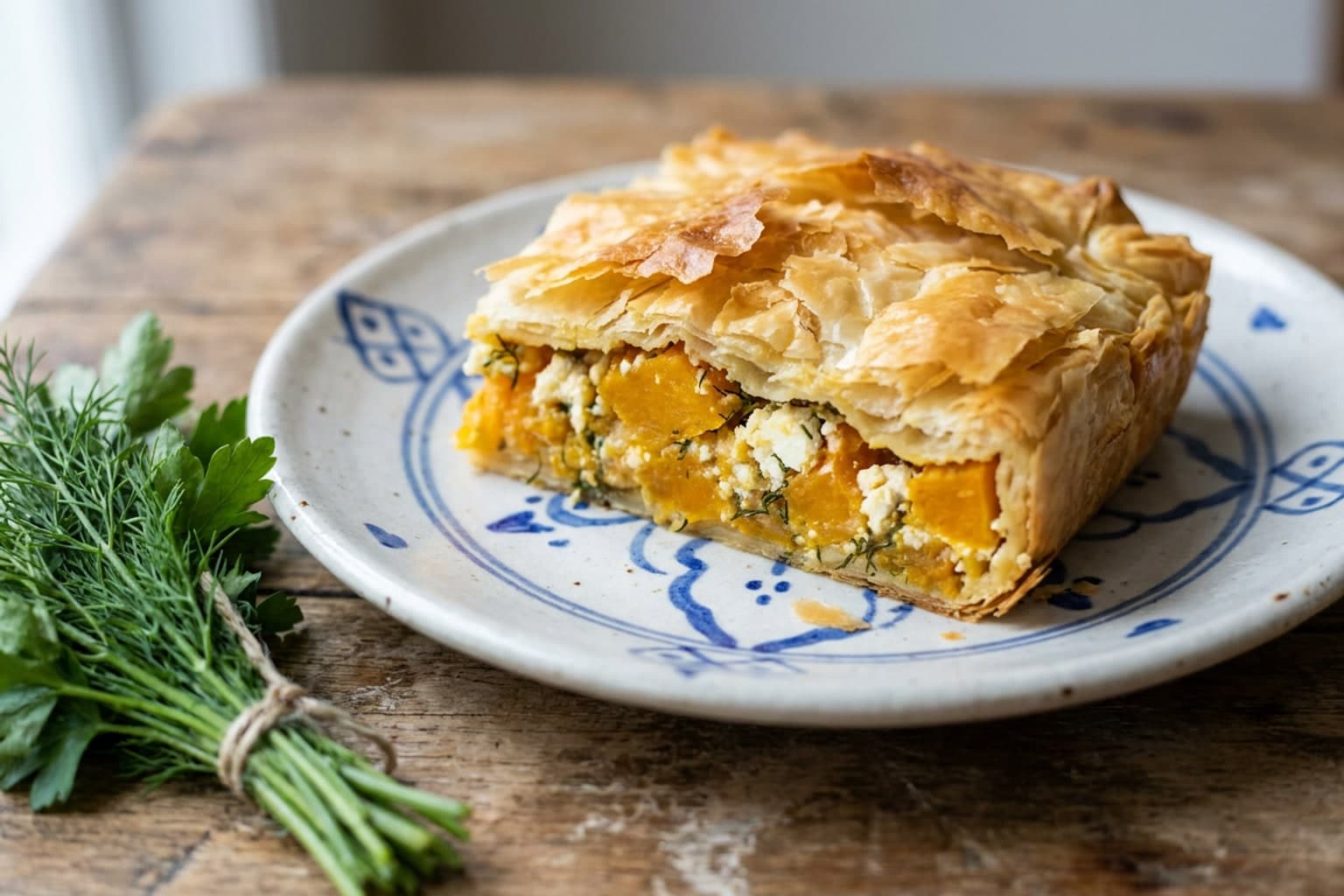 Herzhafte Griechische Kürbis- und Feta-Tarte (Kolokythopita)