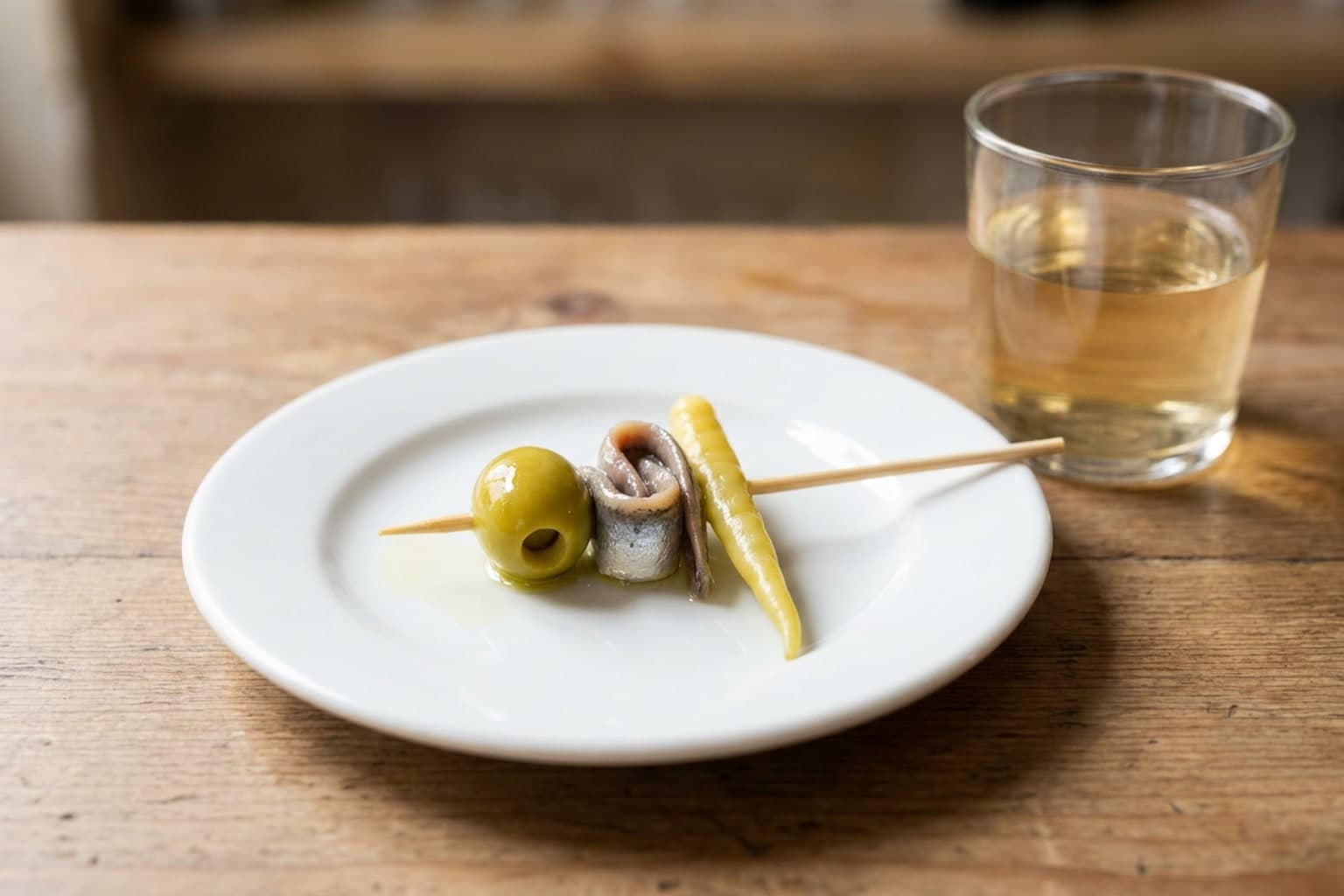 Gildas (Basque Pintxos with Olives, Anchovies, and Guindilla Peppers)